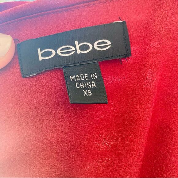 BEBE Cropped Plunge VNeck Red Halter Tank Top Pleated Waist Ankle Jumpsuit XS - Picture 8 of 9